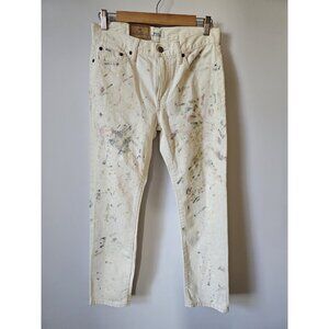 Polo Ralph Lauren The Avery Boyfriend Jeans Size 25 White Paint Splatter 160 64A